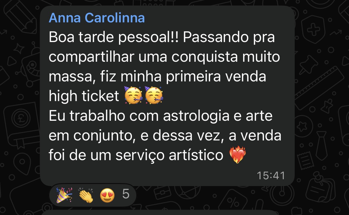 Anna Carolinna: primeira venda high ticket
