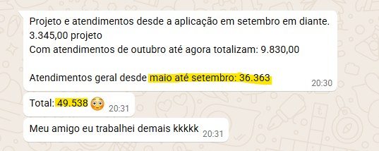 Bruna: R$49 mil em 6 meses